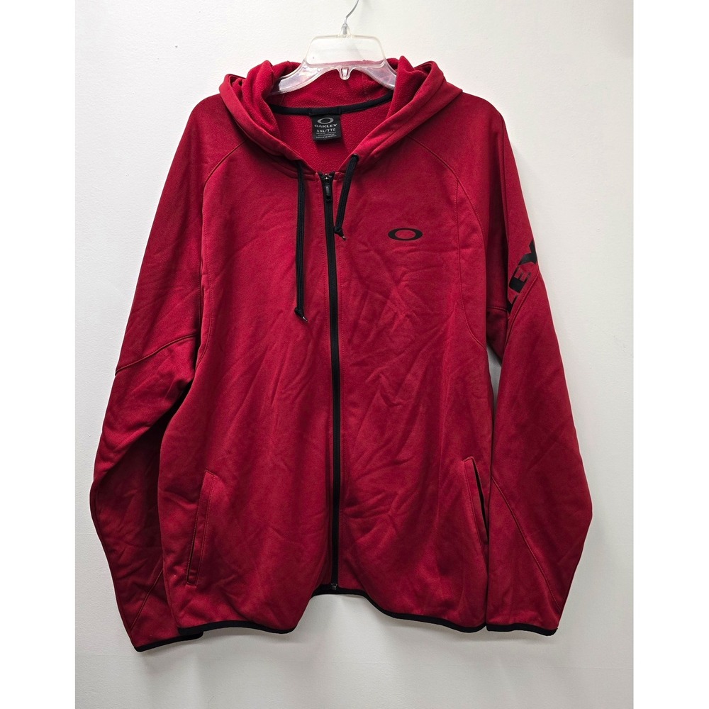 Oakley Men's L Red Fleece Full Zip Hoodie Polyester Logo Pockets